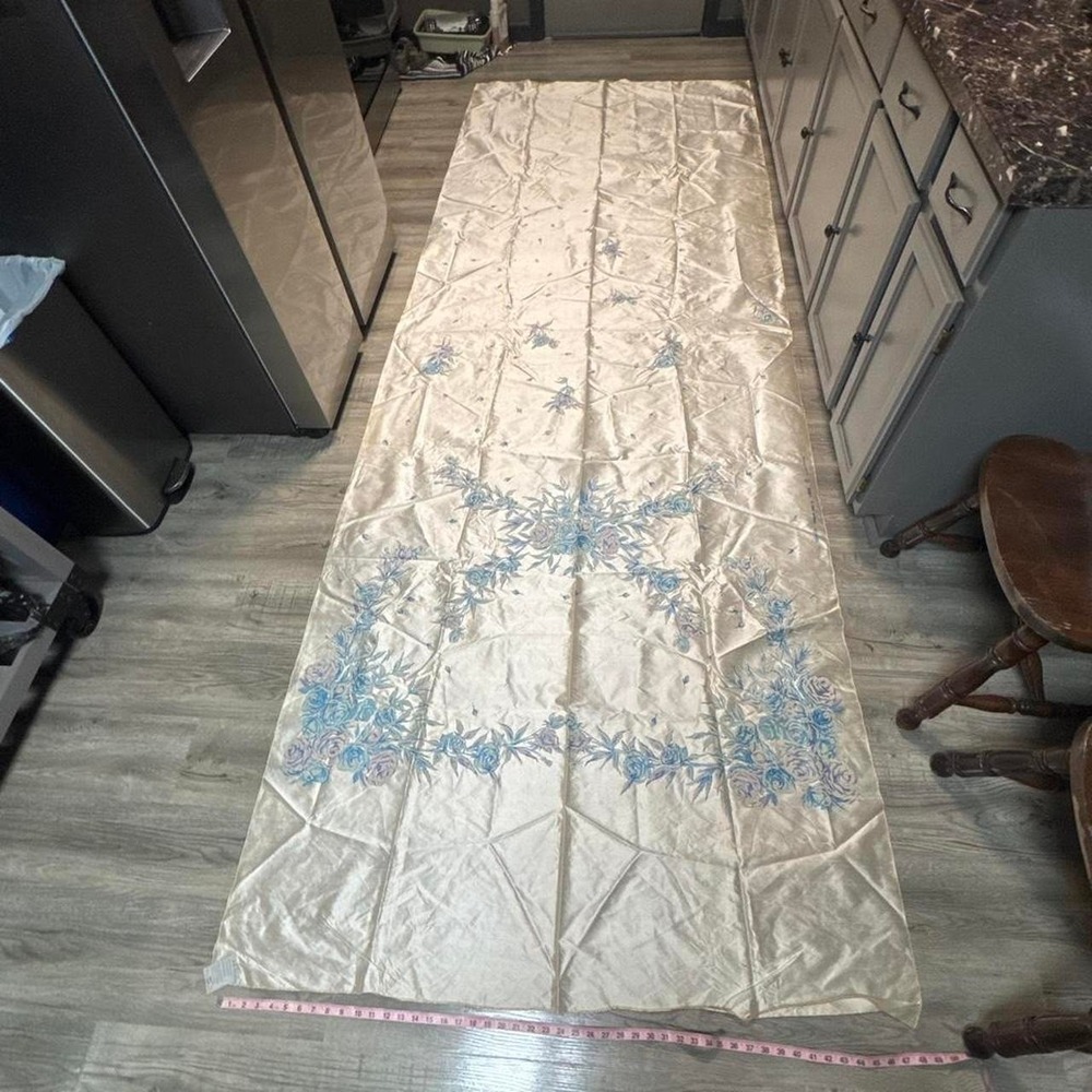 Rare‎ Vintage 1959 Fortisan Silk Fabric Panel-Sonata Blue/Lavender
